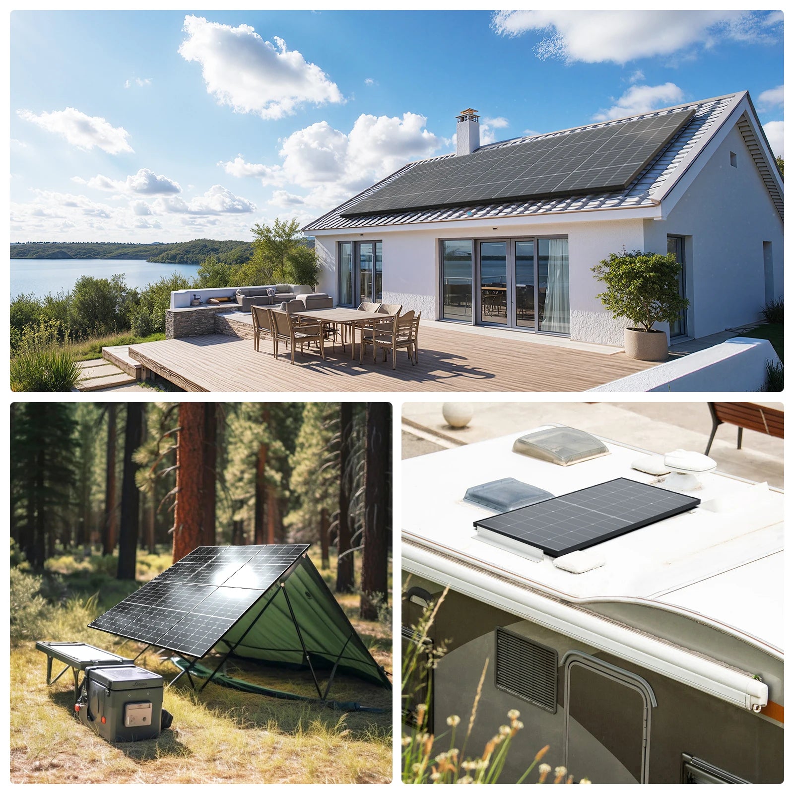 WERCHTAY 300W Solar Panel 10BB N-Type Monocrystalline 25% High Efficiency for RV Home Rooftop Off Grid Systems