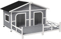 Wooden Large Dog House Outdoor Double XL Dog Kennel with Elevated Floor and Porch, Weatherproof Puppy Shelter for Dogs
