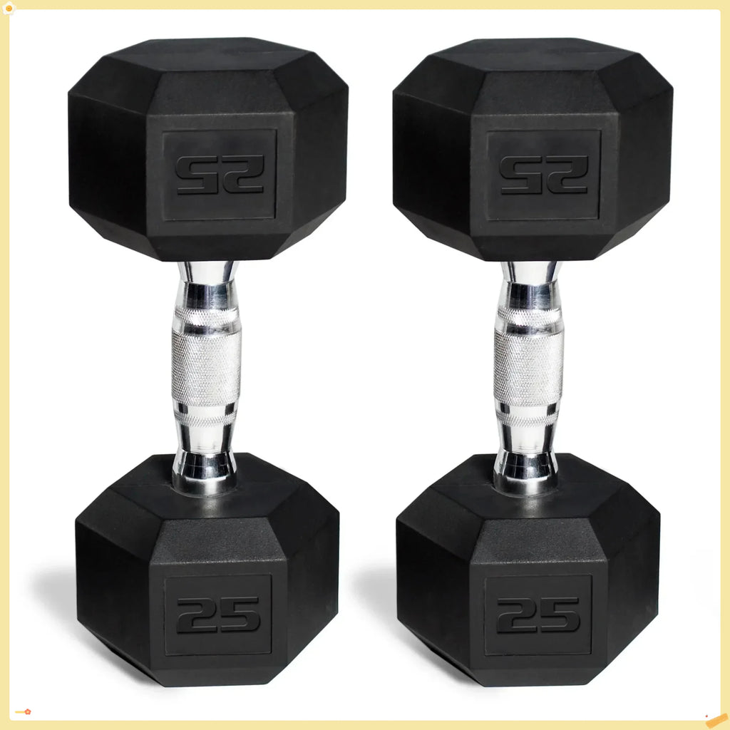 Professional 50lb Hex Dumbbell Set, 2x25lb Weights for Home Gym Strength Training, Fitness & Muscle Building