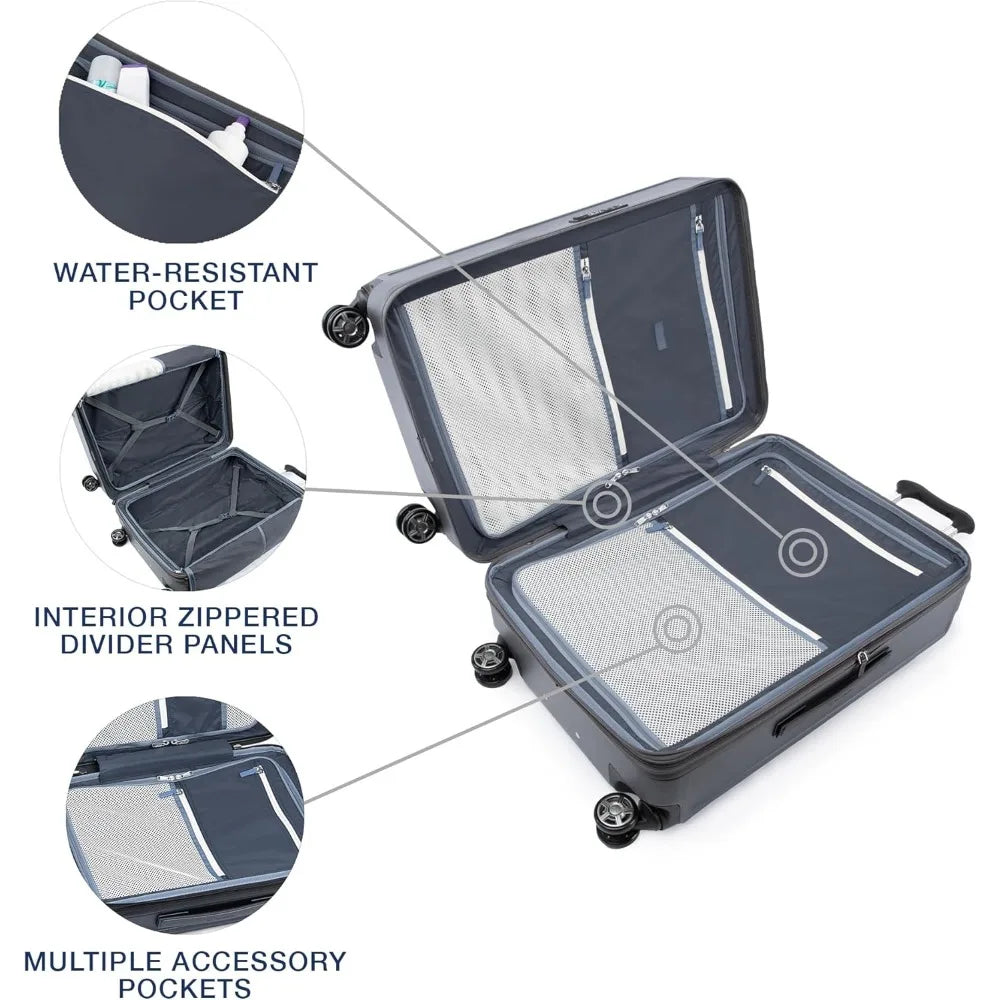 Platinum Elite Hardside Expandable Checked Luggage, 8 Wheel Spinner, TSA Lock