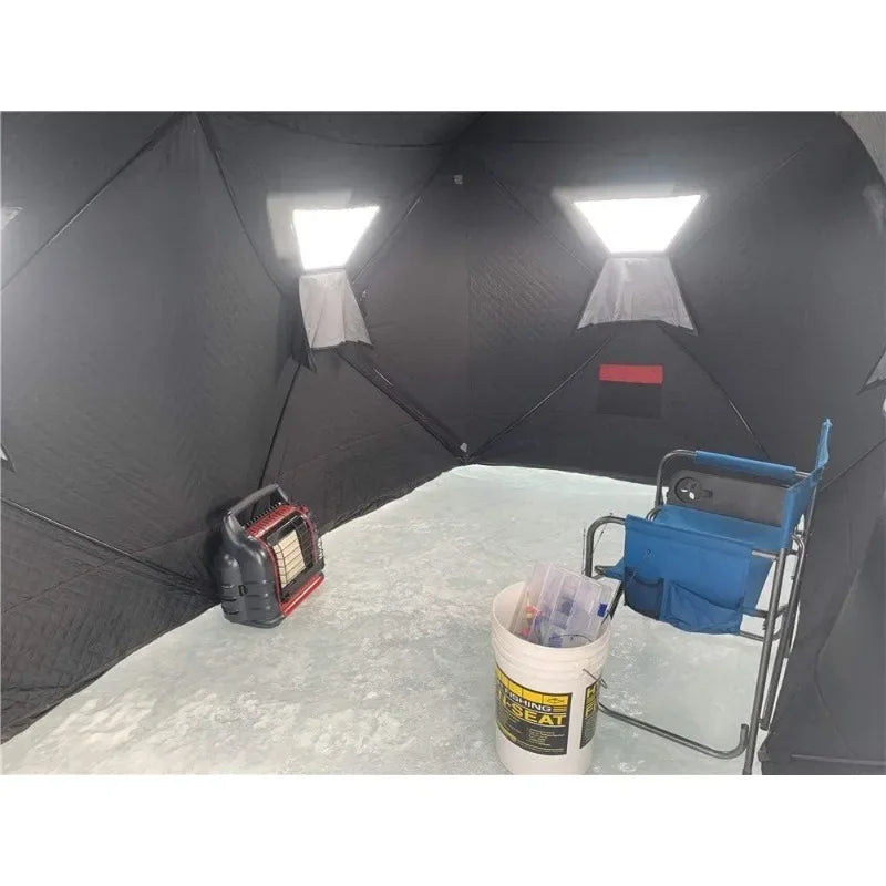 Ice Cube Series Pop-Up Hub-Style Ice Fishing Shelter,Square Feet of Fishable Area, Portable 6-8 Person Ice Shanty
