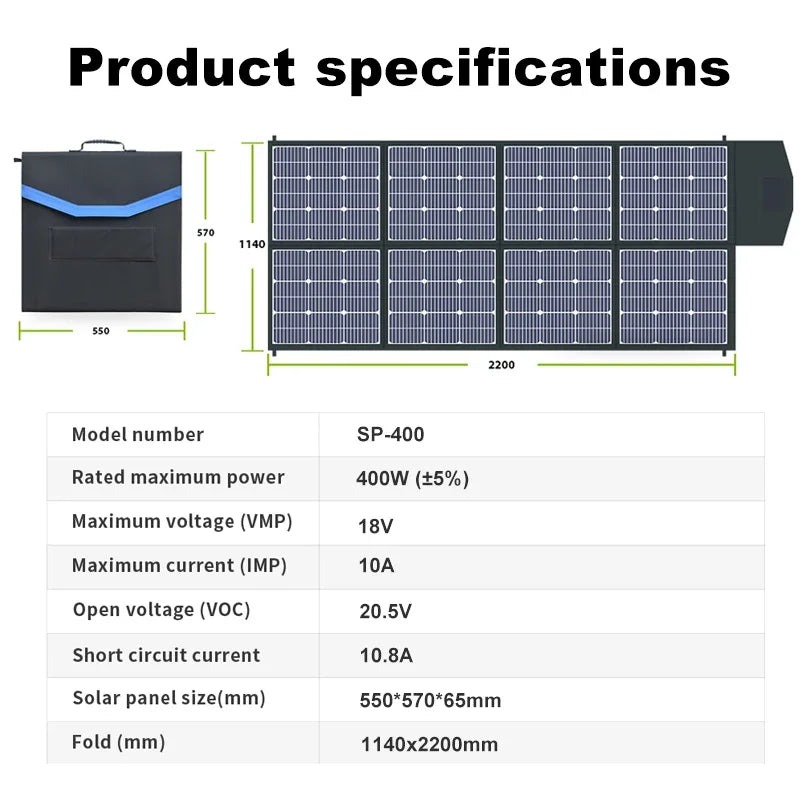 Ctolity 400W Portable Kit Solar Panel Foldable, 100W 200W Solar Generator For Camping Power, 18V Voltage, IP65 Waterproof,