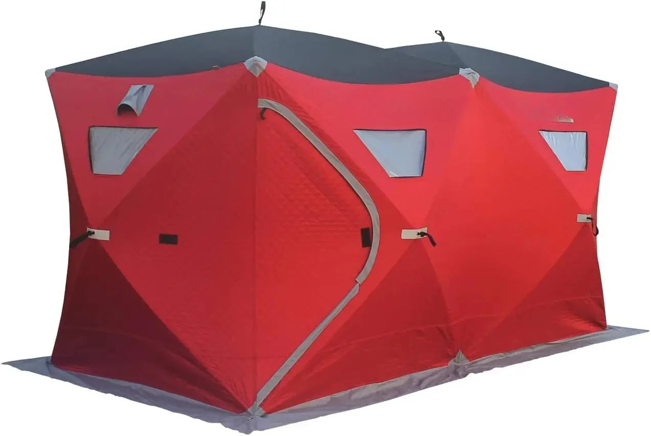 Ice Cube Series Pop-Up Hub-Style Ice Fishing Shelter,Square Feet of Fishable Area, Portable 6-8 Person Ice Shanty