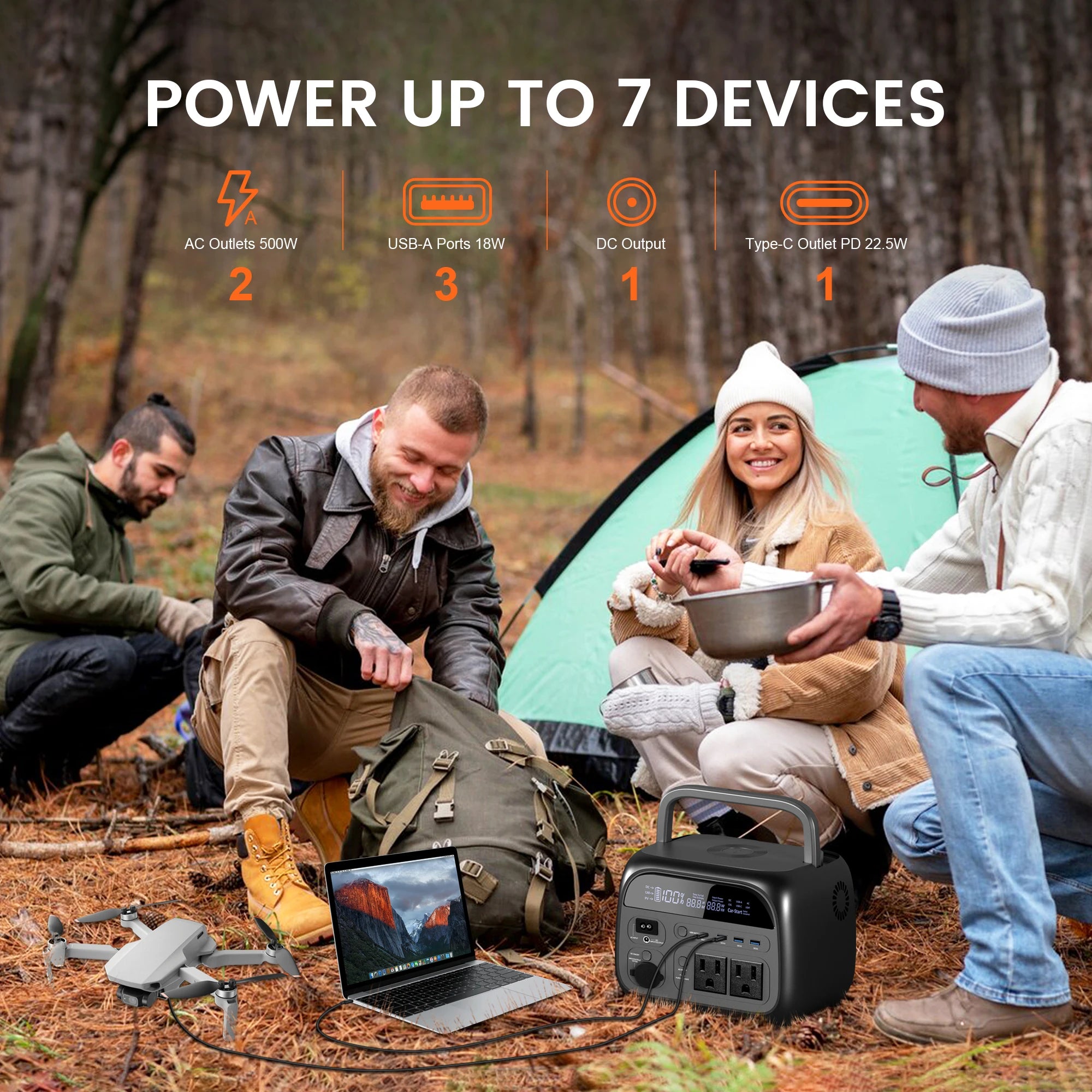 CTOLITY 500W Solar Generator 345Wh Camping Portable Power Station 100W Foldable Solar Panel, UPS Function, For Camping Emergency