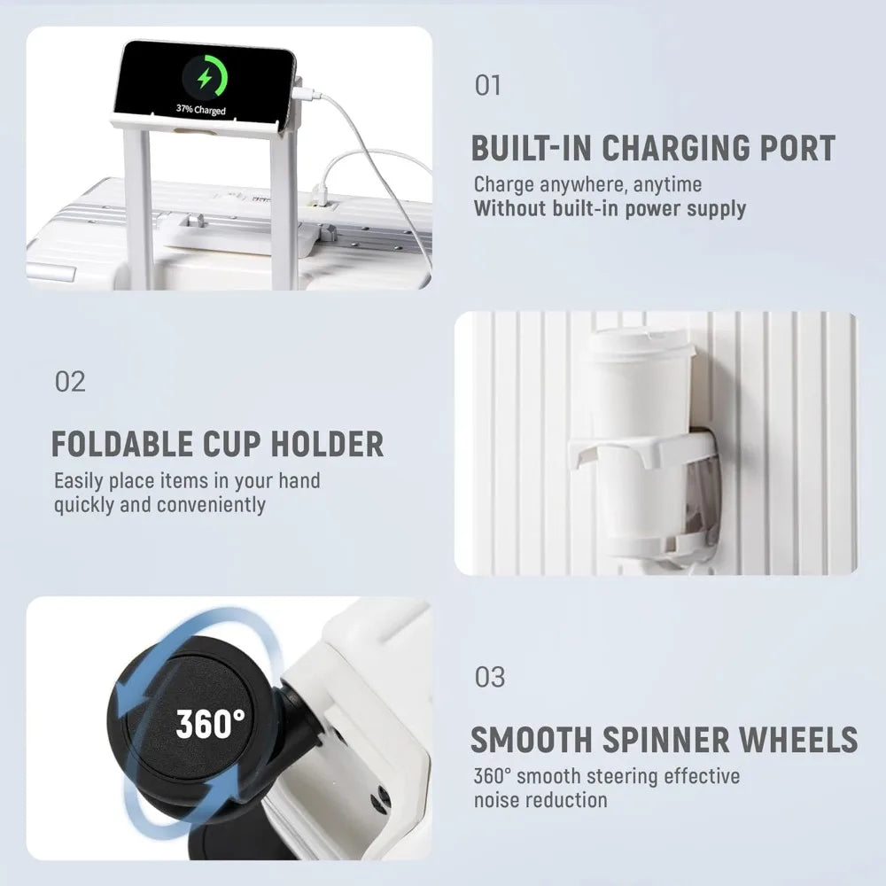 20 Inch Carry On Luggage TSA Approved, Aluminum Frame Zipperless Luggage Carry On with Compartment for Short Trips