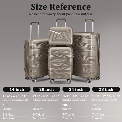 4 Piece Spinner Wheel Luggage Set, TSA Approved Expandable Hardshell Suitcase, Lightweight Travel Family Set for Men and Women
