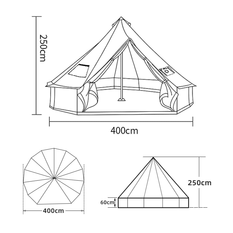 Luxury Mongolia Yurt Glamping Castle Tent 6-10 Persons Silver Coated UV Protection Family Outdoor Camping Travel Hiking Portable