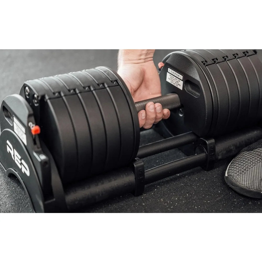Rep Fitness Quickdraw Adjustable Dumbbells - Weight Ranges from 5 to 30, 40, 50, and 60 Pounds