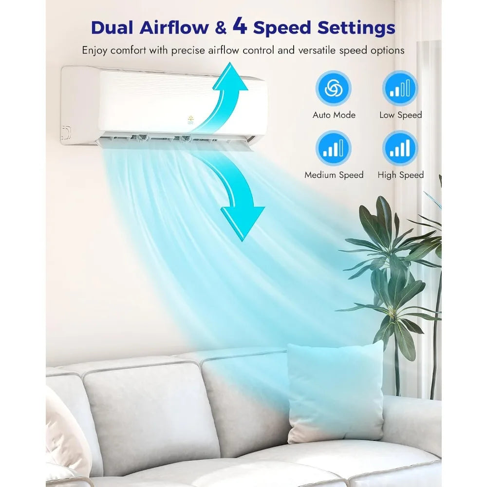 Mini Split Ac/Heating System - 12000 BTU Ductless Mini Split Air Conditioner with Heat Pump, 19 SEER2 115V Energy Efficient Ac