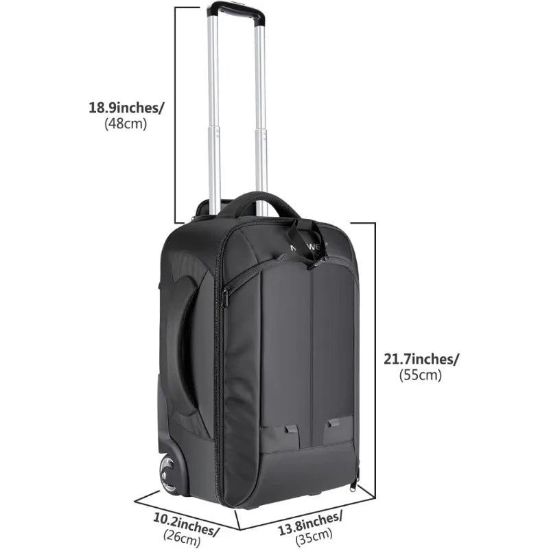 2 in 1 Shockproof Camera Backpack with Detachable Rolling Trolley Case Compartment