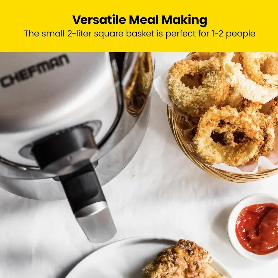 Small Compact Air Fryer for Healthy Cooking with 2 Qt Capacity Nonstick Interior User-Friendly Design Featuring Adjustable Temp
