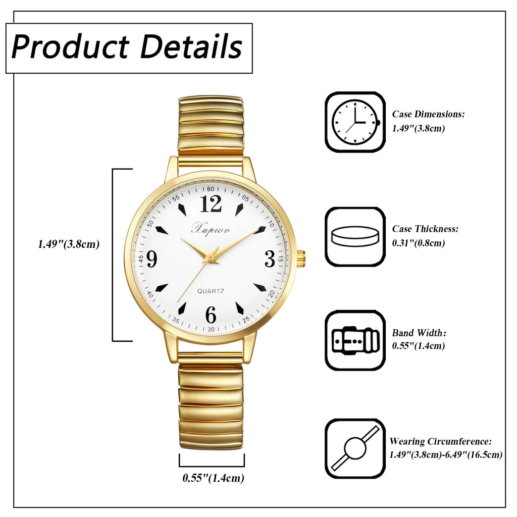 Lancardo Women's Watch with Large Dial Waterproof Digital Scale Stainless Steel Elastic Strap Exquisite Fashion Women's Watch