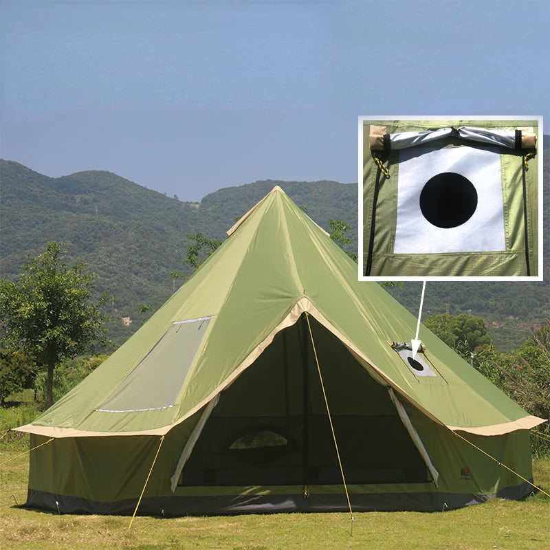Luxury Mongolia Yurt Glamping Castle Tent 6-10 Persons Silver Coated UV Protection Family Outdoor Camping Travel Hiking Portable