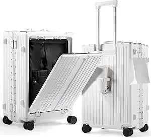 20 Inch Carry On Luggage TSA Approved, Aluminum Frame Zipperless Luggage Carry On with Compartment for Short Trips