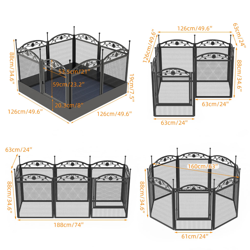 8 Panels DIY Heavy Duty Dog Playpen Outdoor Dog Puppy Metal Indoor Fence for Whelping Training with Waterproof Fertility Pad