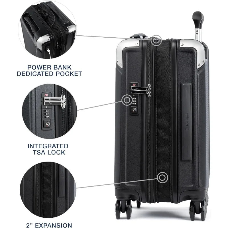 Travelpro Platinum Elite Hardside Expandable Carry on Luggage, 8 Wheel Spinner, TSA Lock, Hard Shell Polycarbonate Suitcase