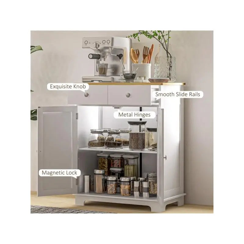 Storage Cabinet for Kitchen with Shelves and Cabinet Doors, Ideal for Organizing Kitchen Essentials and Food Items