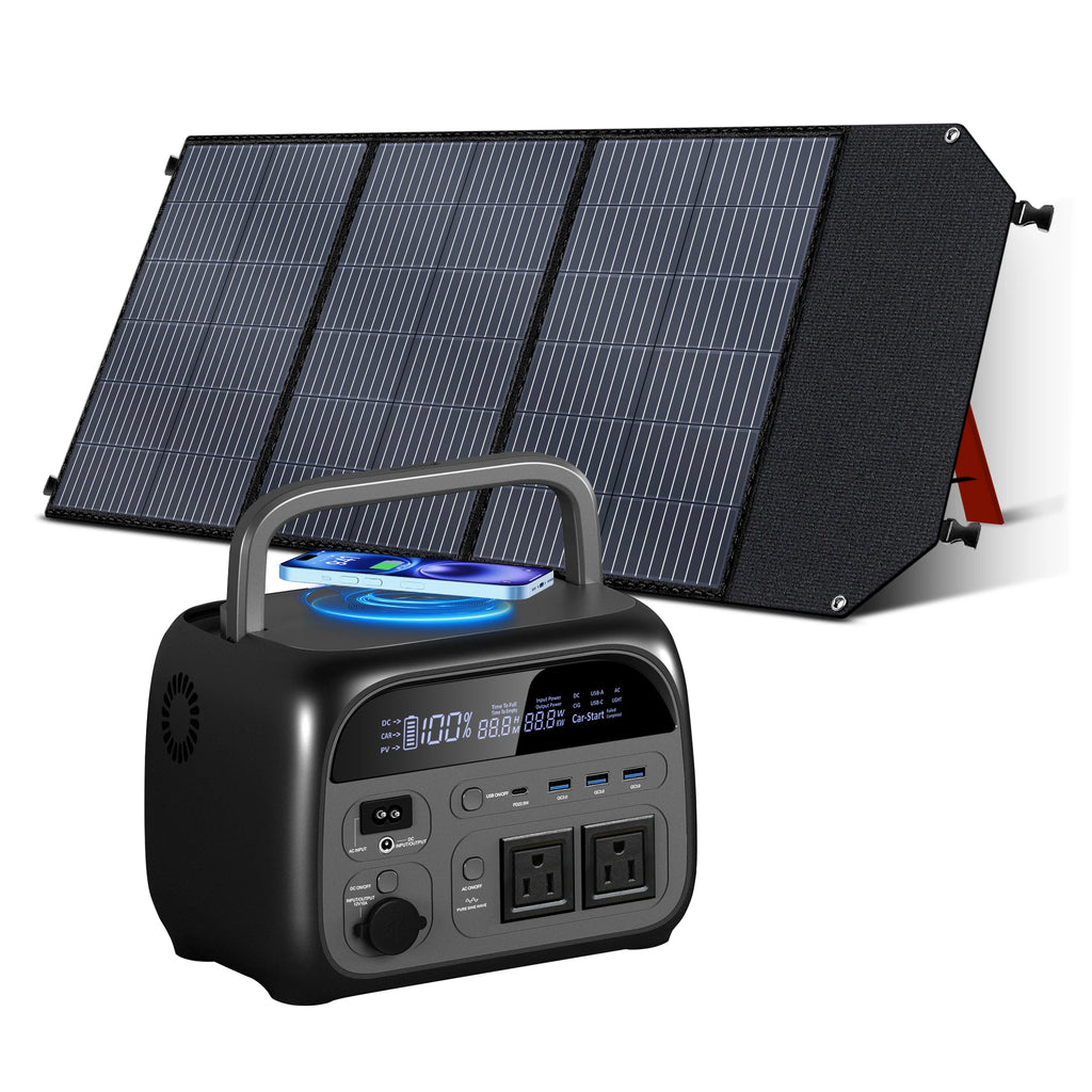 CTOLITY 500W Solar Generator 345Wh Camping Portable Power Station 100W Foldable Solar Panel, UPS Function, For Camping Emergency