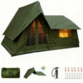 6-8 Person Large Inflatable Camping Tent, 4 Season Blow Up Tents with Canopy, Luxury Inflatable Tent House with Stove Jack