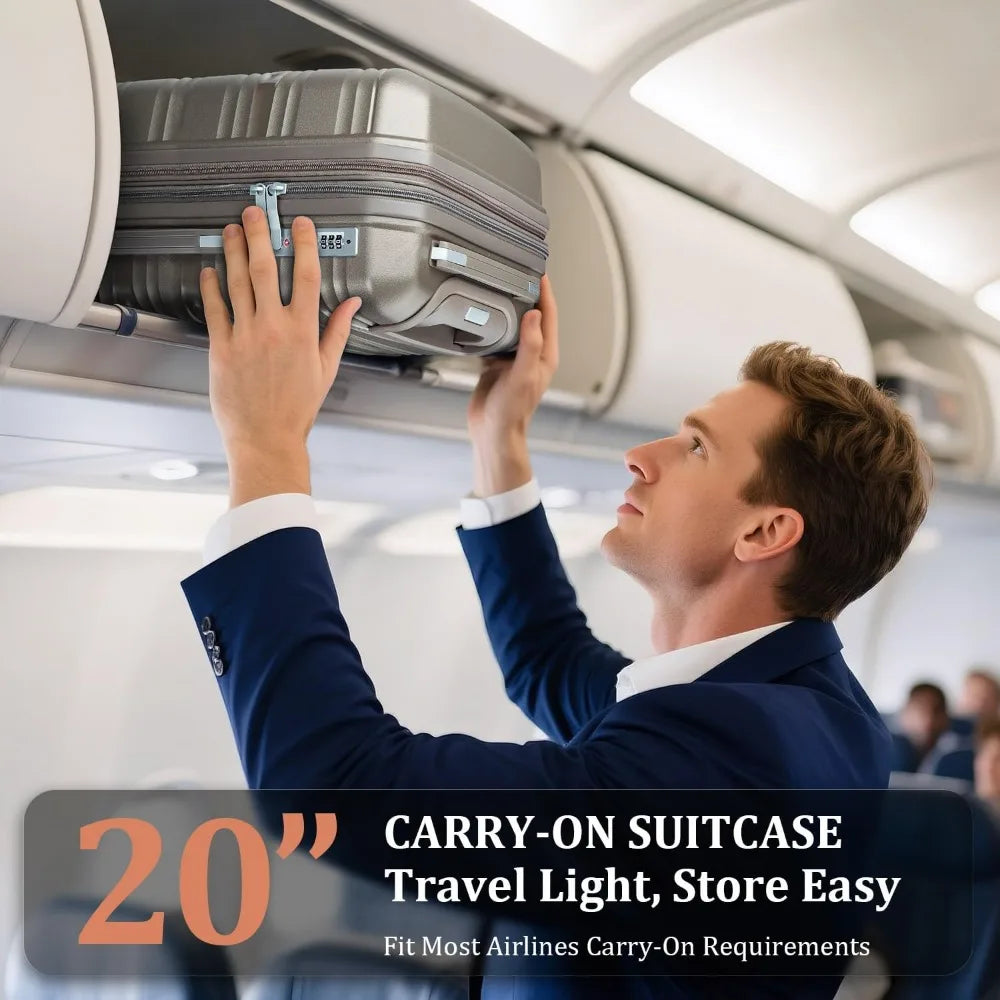 4 Piece Spinner Wheel Luggage Set, TSA Approved Expandable Hardshell Suitcase, Lightweight Travel Family Set for Men and Women