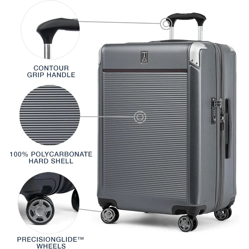 Platinum Elite Hardside Expandable Checked Luggage, 8 Wheel Spinner, TSA Lock