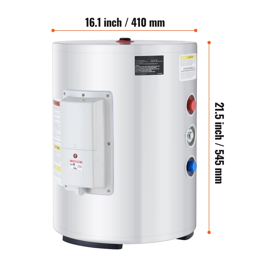 VEVOR Electric Water Heater 10 Gallon Tank Instant Hot Water Heater 1.6Kw Tankless Water Heater w/ LED Display Knob Control IPX4