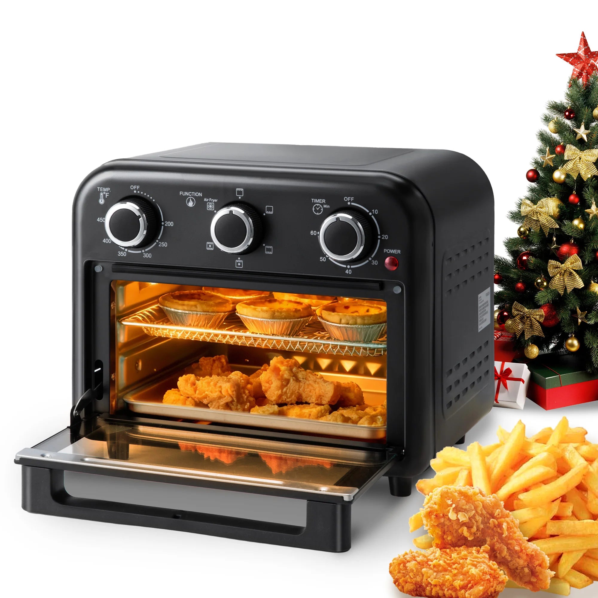 Deli 1300W 6-in-1 Air Fryer Toaster Oven, 13QT Convection Oven for Baking & Air Frying, Stainless Steel