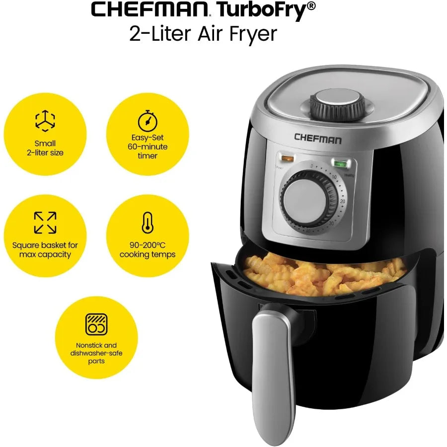 Small Compact Air Fryer for Healthy Cooking with 2 Qt Capacity Nonstick Interior User-Friendly Design Featuring Adjustable Temp