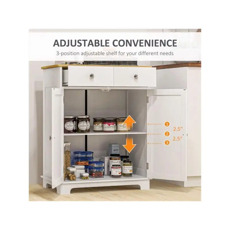Storage Cabinet for Kitchen with Shelves and Cabinet Doors, Ideal for Organizing Kitchen Essentials and Food Items