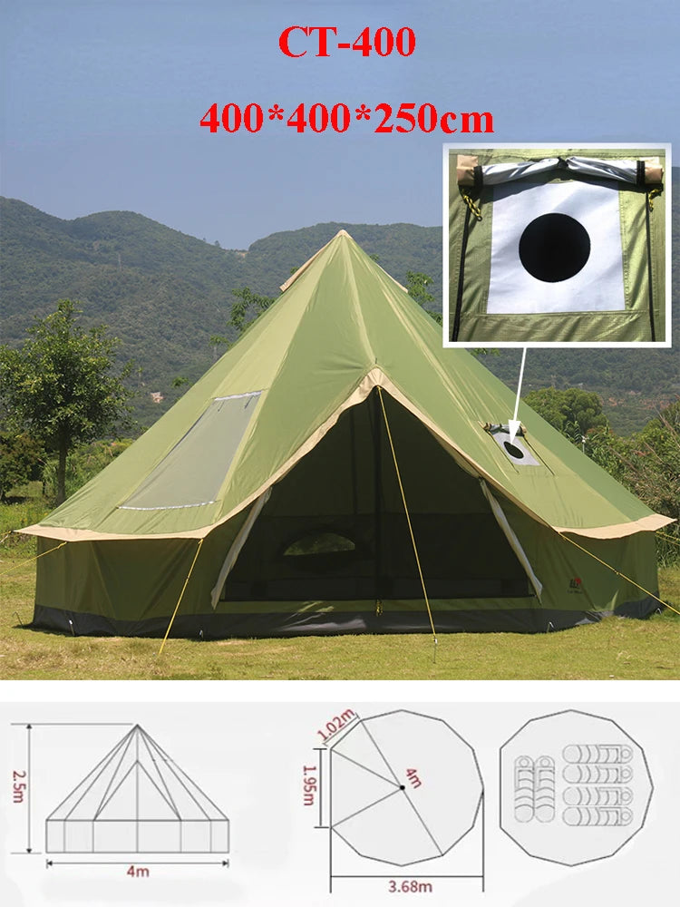 Luxury Mongolia Yurt Glamping Castle Tent 6-10 Persons Silver Coated UV Protection Family Outdoor Camping Travel Hiking Portable