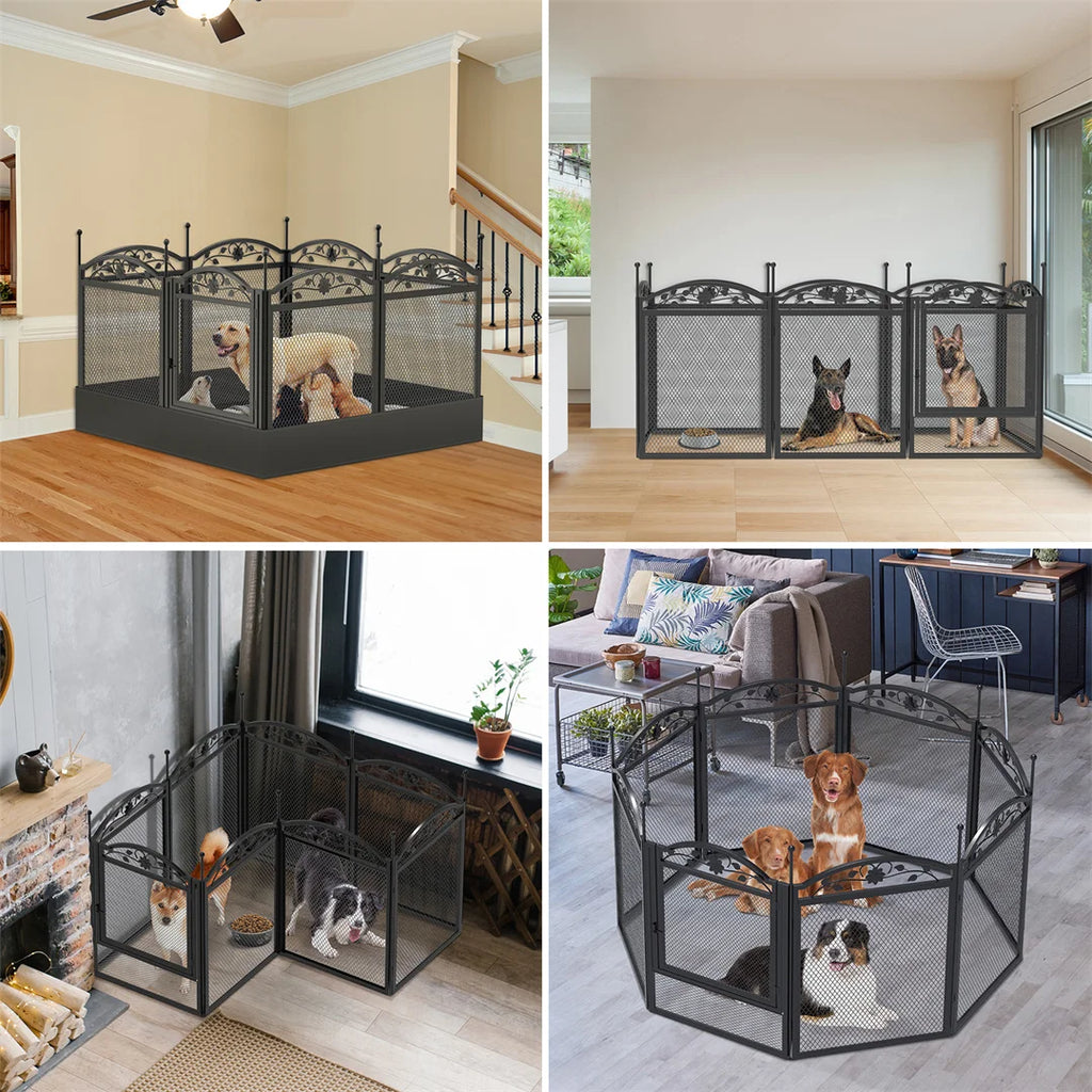 8 Panels DIY Heavy Duty Dog Playpen Outdoor Dog Puppy Metal Indoor Fence for Whelping Training with Waterproof Fertility Pad