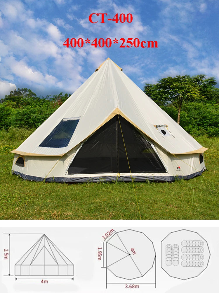 Luxury Mongolia Yurt Glamping Castle Tent 6-10 Persons Silver Coated UV Protection Family Outdoor Camping Travel Hiking Portable