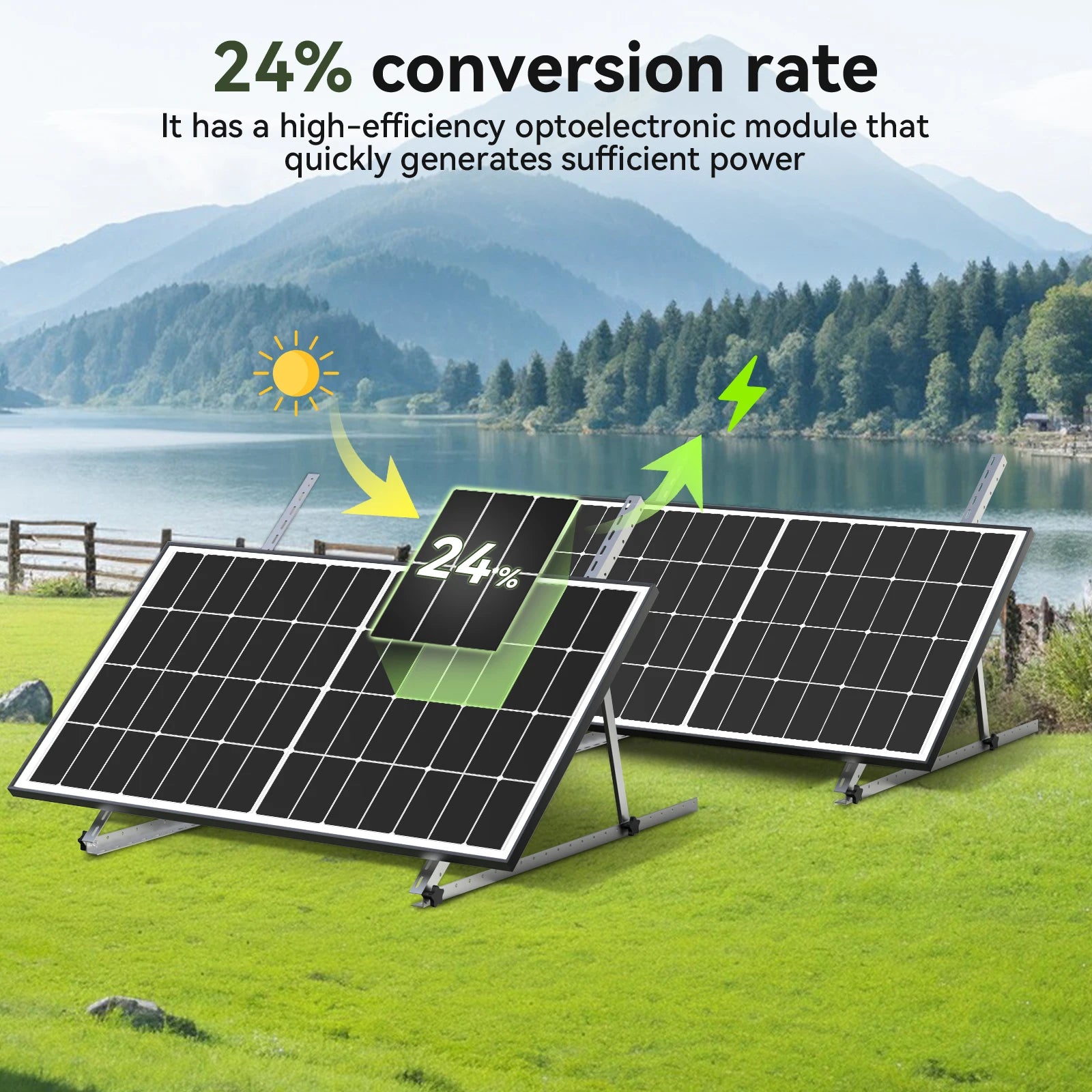 WERCHTAY 300W Solar Panel 10BB N-Type Monocrystalline 25% High Efficiency for RV Home Rooftop Off Grid Systems