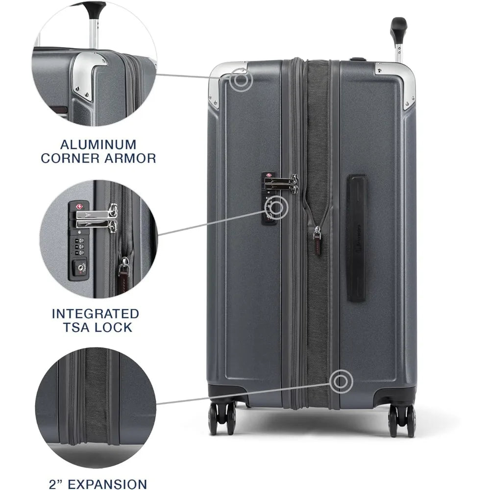 Platinum Elite Hardside Expandable Checked Luggage, 8 Wheel Spinner, TSA Lock