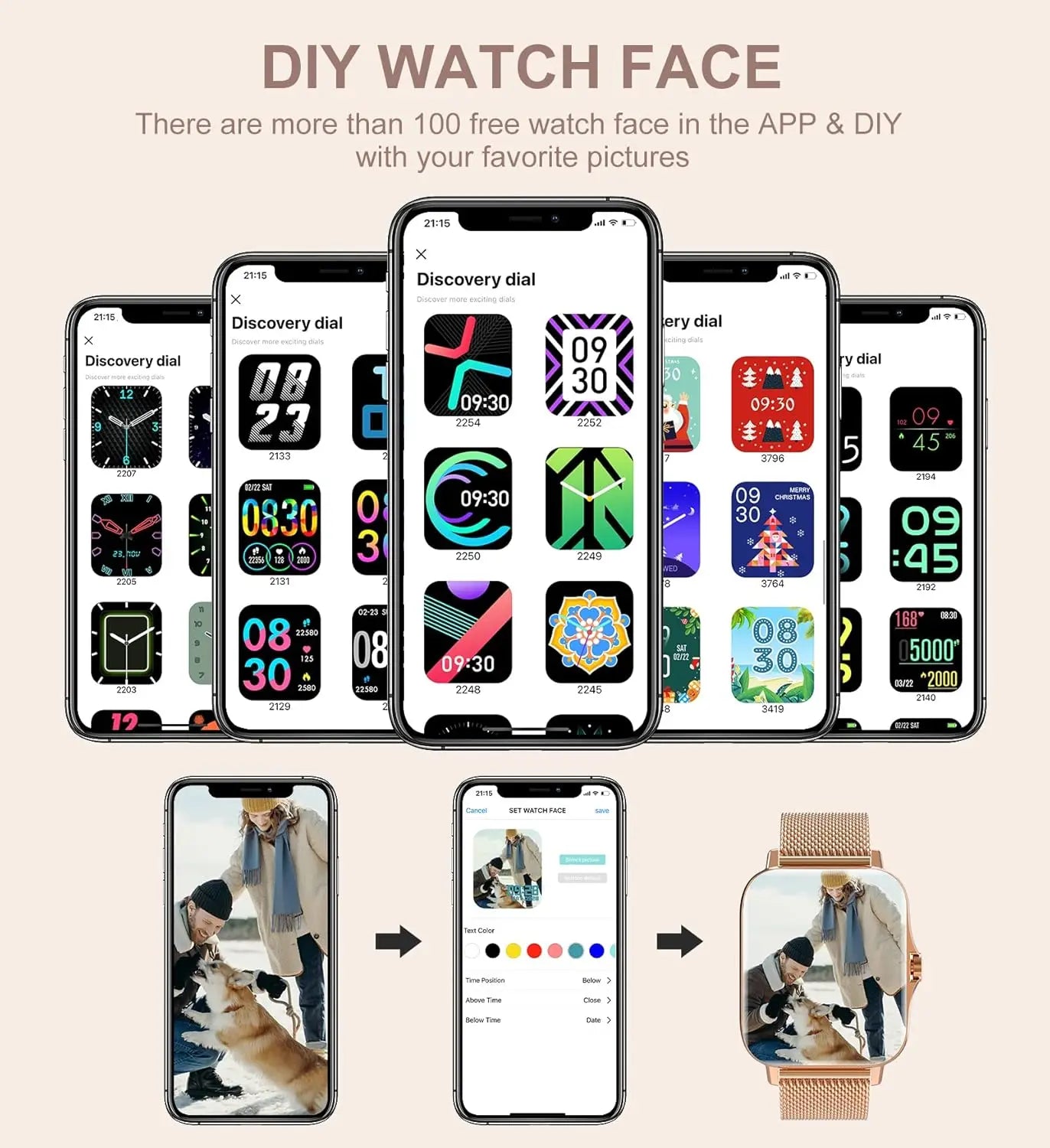 Smart Watch for Women(Call Receive/Dial), Fitness Tracker Smartwatch for Android iOS Phones Heart Rate Sleep Monitor Pedometer