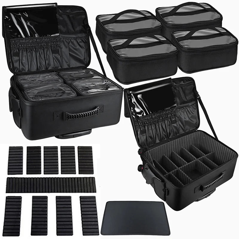 Suitcase Professional Beauty,Nail Art,Makeup Bag,Embroidery Toolbox,Mobile Storage Organizer Universal Wheel Cosmetic Suitcases