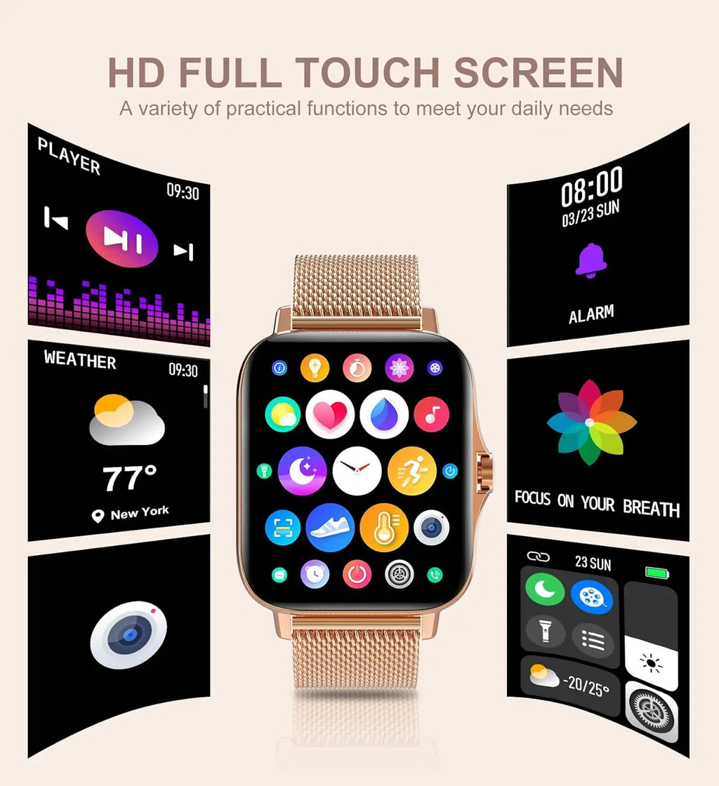 Smart Watch for Women(Call Receive/Dial), Fitness Tracker Smartwatch for Android iOS Phones Heart Rate Sleep Monitor Pedometer