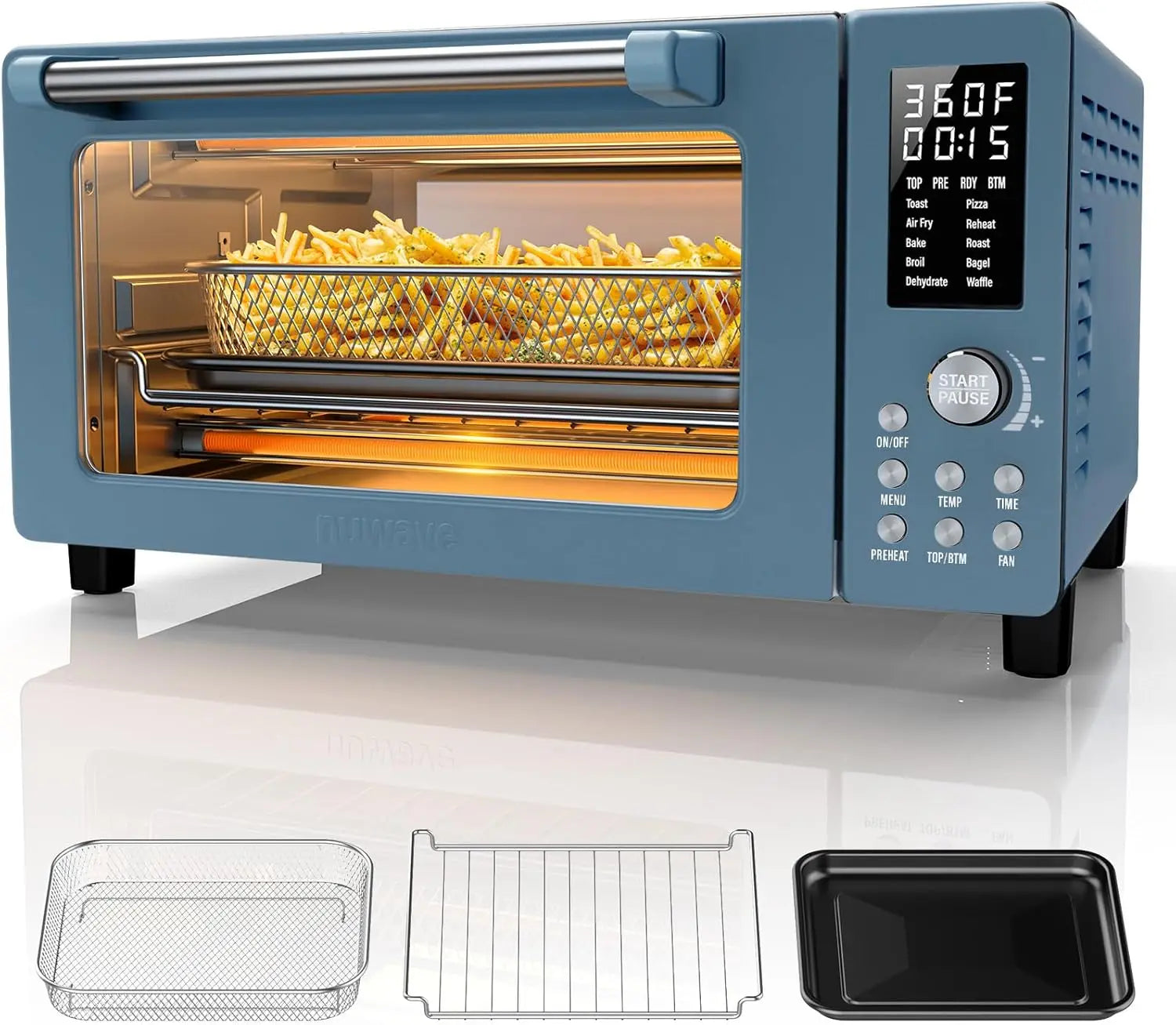 Bravo Pro 10-in-1 Convection Air Fryer Toaster Oven, 21Qt, Cozy Blue, 50-450°F, PFAS Free