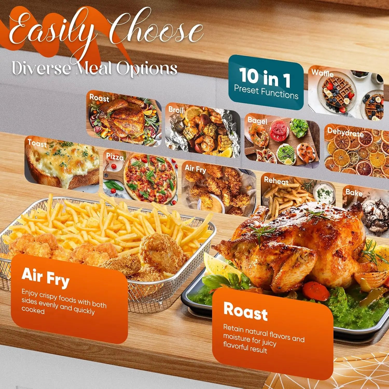 Bravo Pro 10-in-1 Convection Air Fryer Toaster Oven, 21Qt, Cozy Blue, 50-450°F, PFAS Free