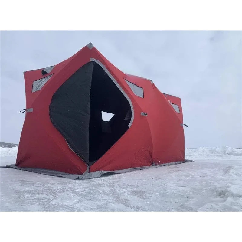 Ice Cube Series Pop-Up Hub-Style Ice Fishing Shelter,Square Feet of Fishable Area, Portable 6-8 Person Ice Shanty