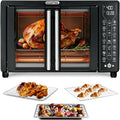 Large 24L Capacity Toaster Oven Air Fryer Combo with 17 Cooking Presets and 1700W Power Digital French Door Design with Convect