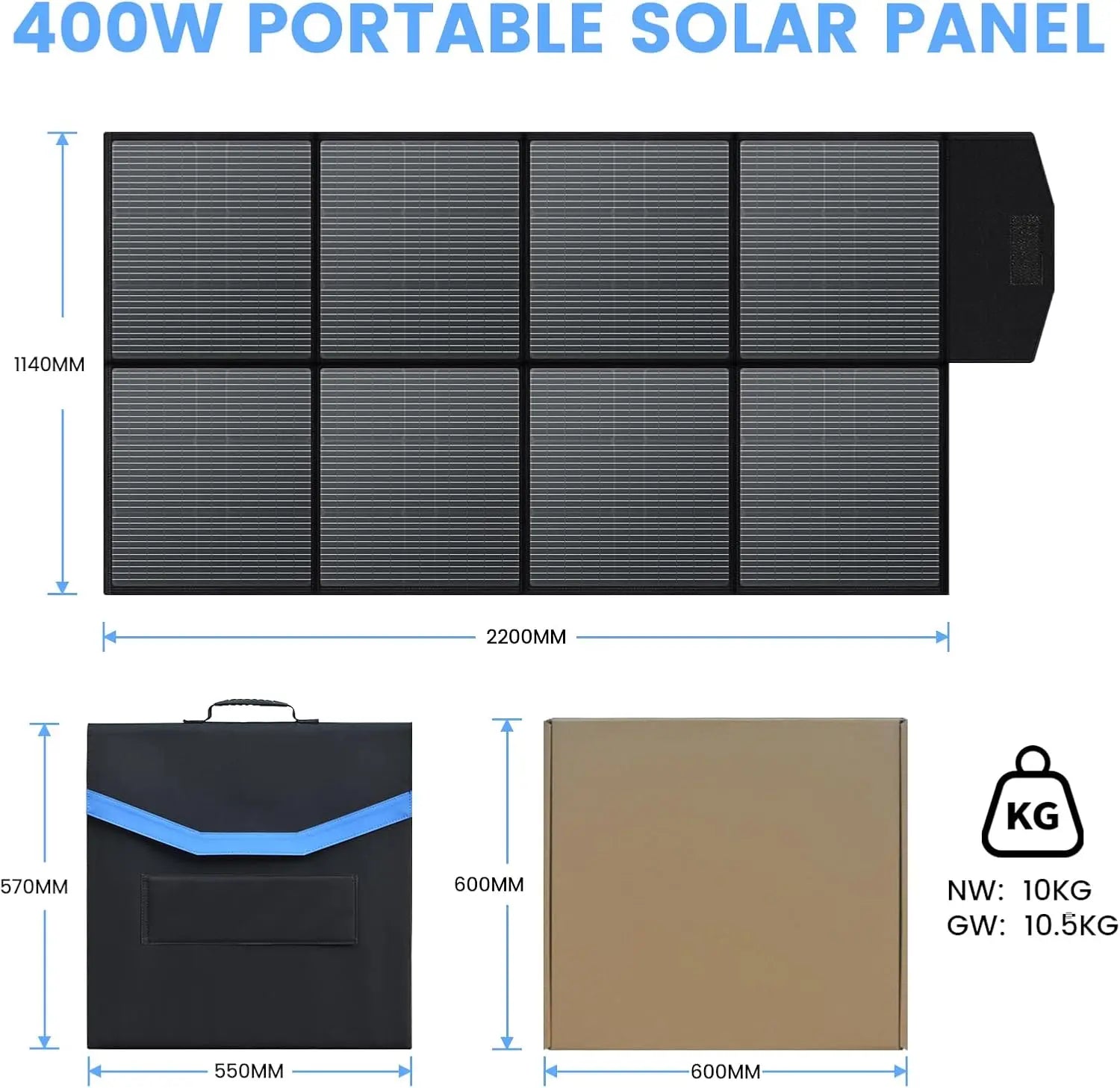 Ctolity 400W Portable Kit Solar Panel Foldable, 100W 200W Solar Generator For Camping Power, 18V Voltage, IP65 Waterproof,
