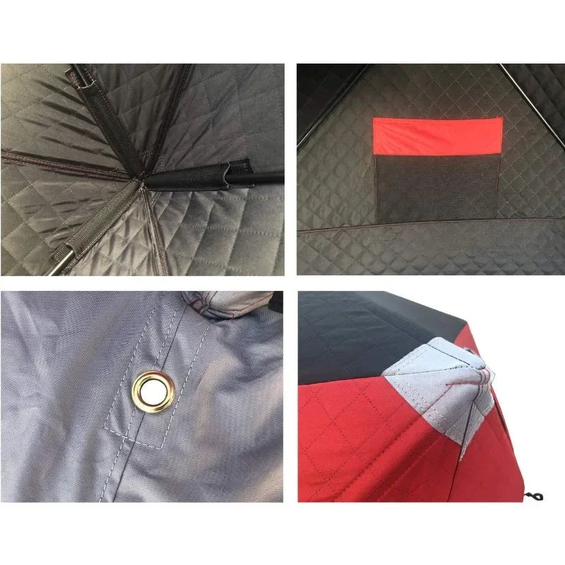 Ice Cube Series Pop-Up Hub-Style Ice Fishing Shelter,Square Feet of Fishable Area, Portable 6-8 Person Ice Shanty